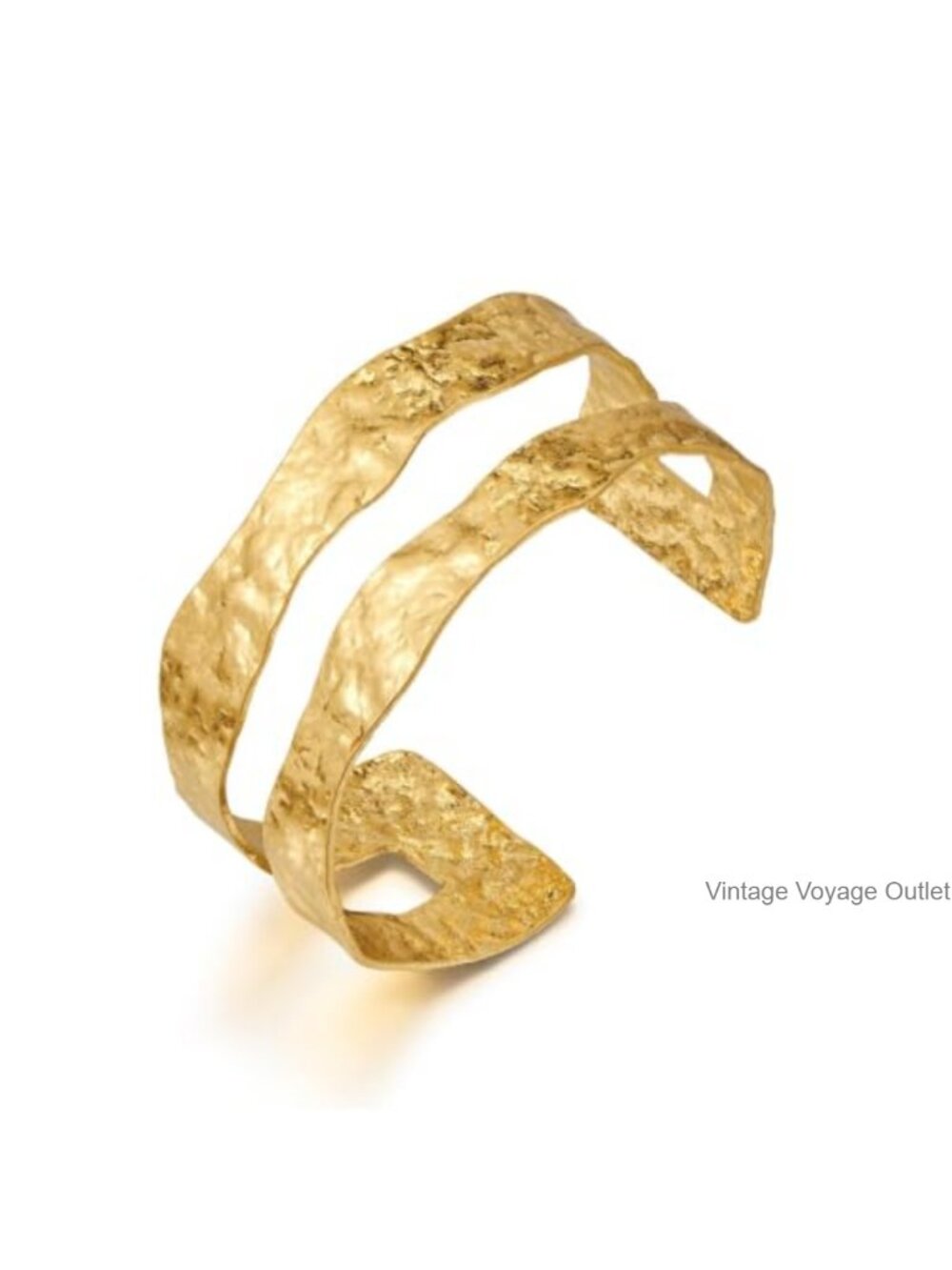 18K Gold Plated Multi-Layer Cross Wire Open Cuff Bracelet Adjustable Bangle